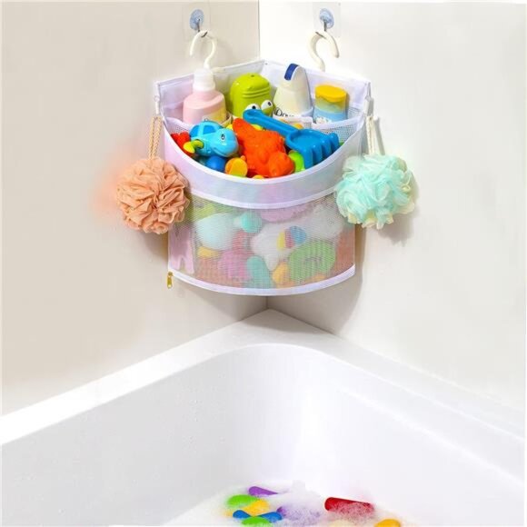 Baby Bath Toy Organizer, Quick Drying&Mould Proof, Corner Hang-Suspension Holder - Picture 4 of 7